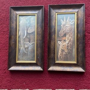 Beautiful Giraffe and her baby, elephant and her baby